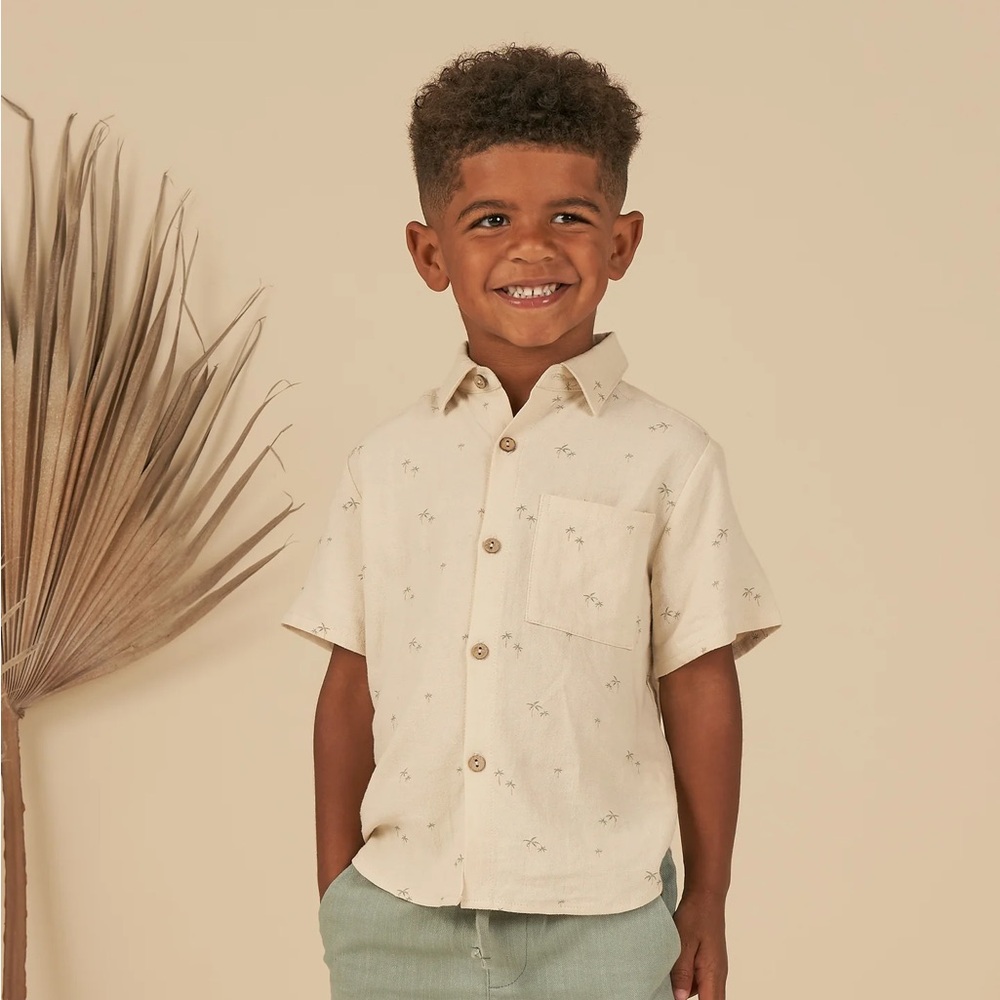 Rylee + Cru Collared Short Sleeve Shirt Palm